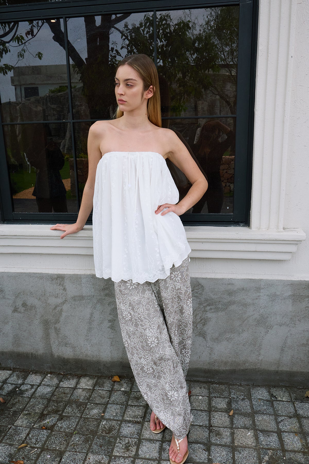 Cloud White Embroidered Skirt