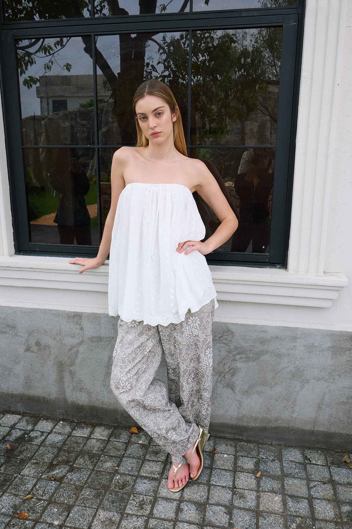 Cloud White Embroidered Skirt