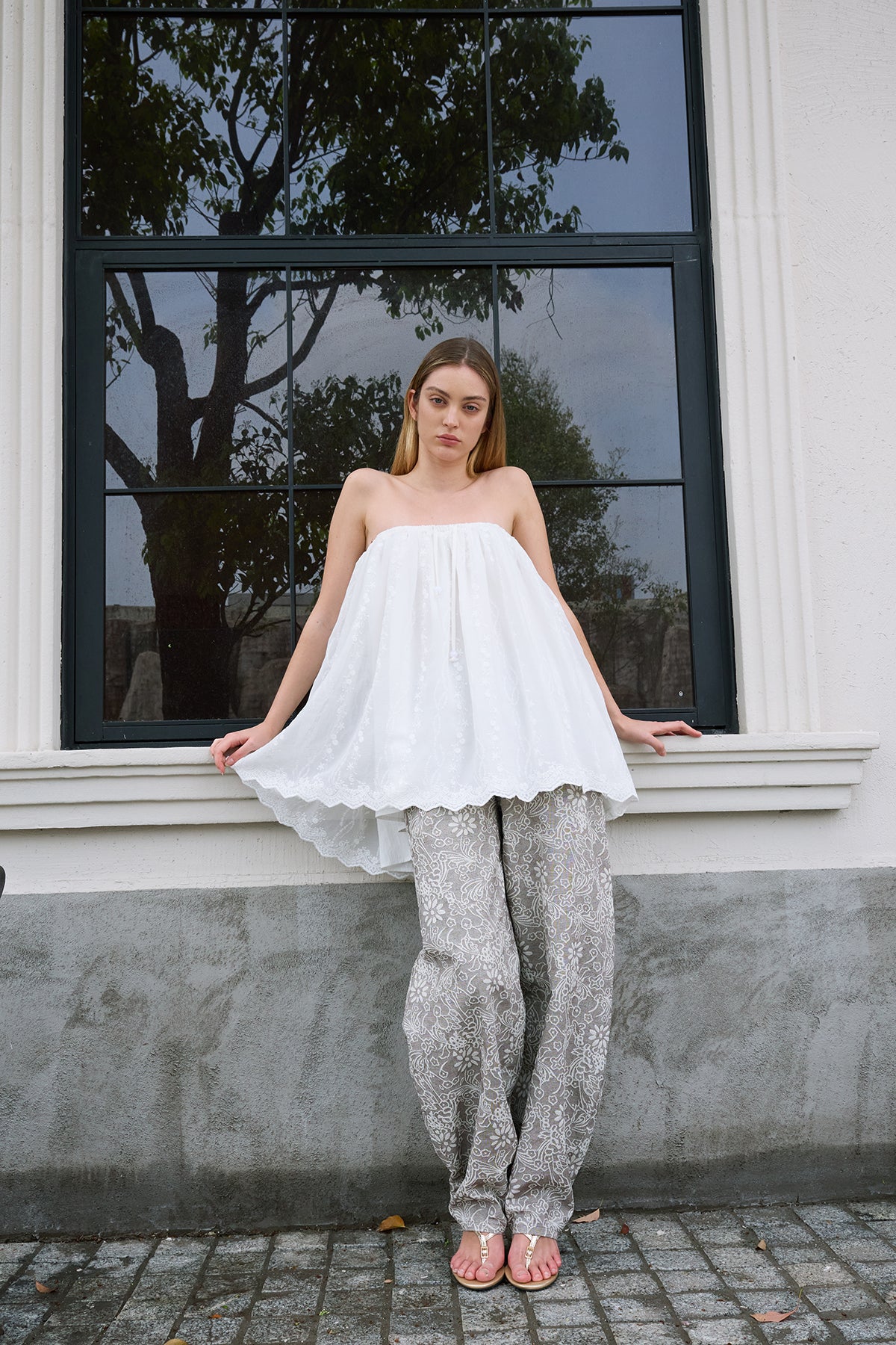 Cloud White Embroidered Skirt