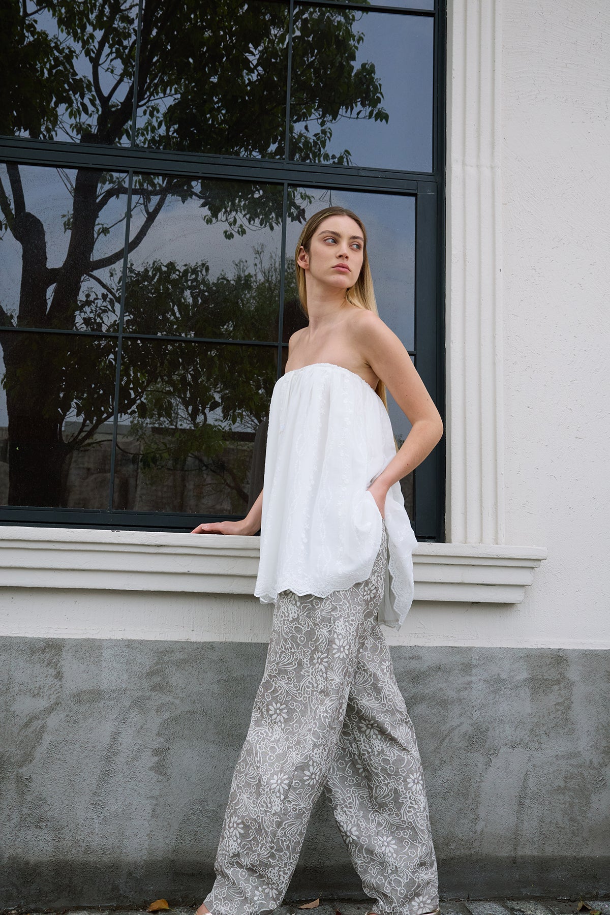 Cloud White Embroidered Skirt