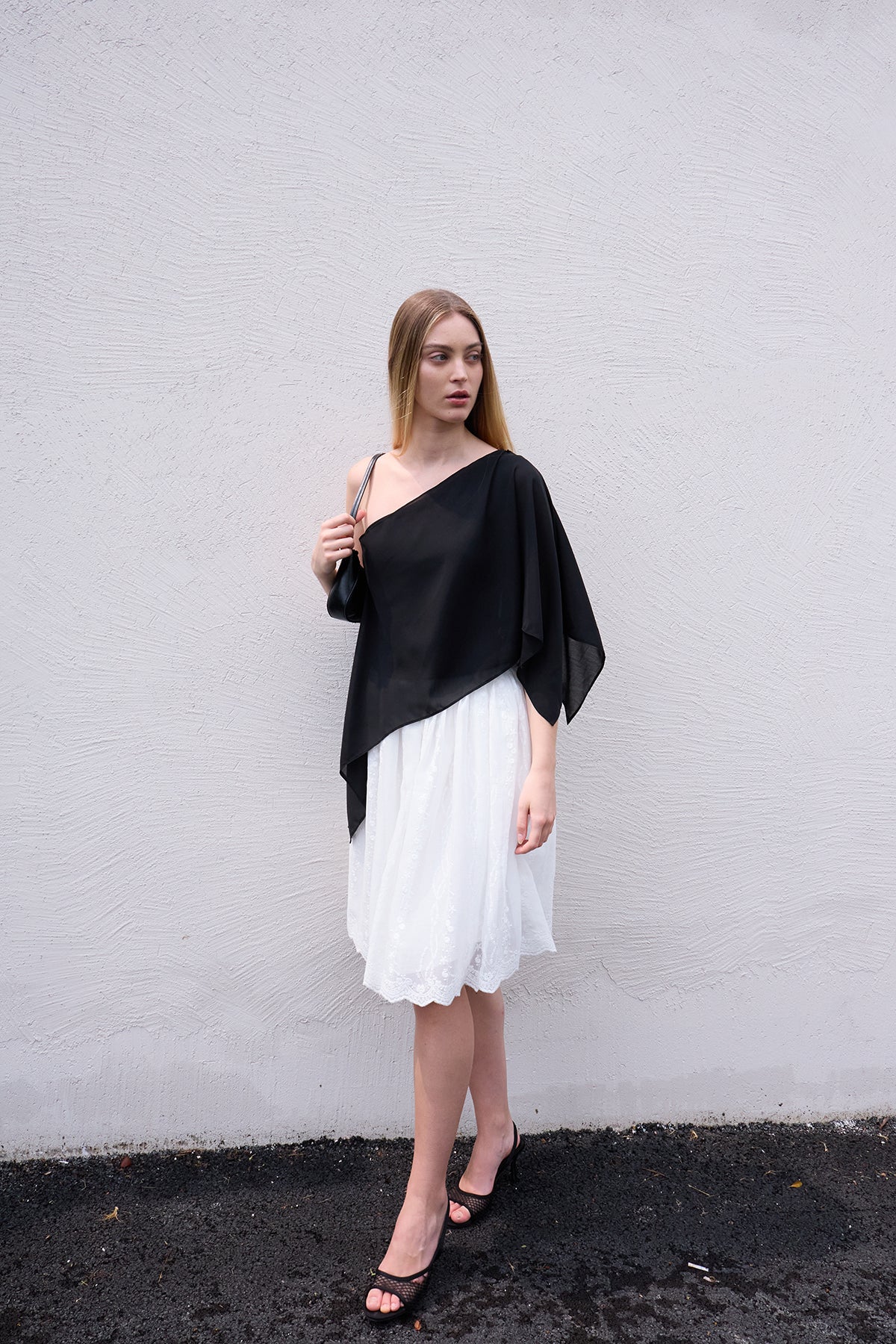 Black Layered Off-Shoulder Two-Piece Set