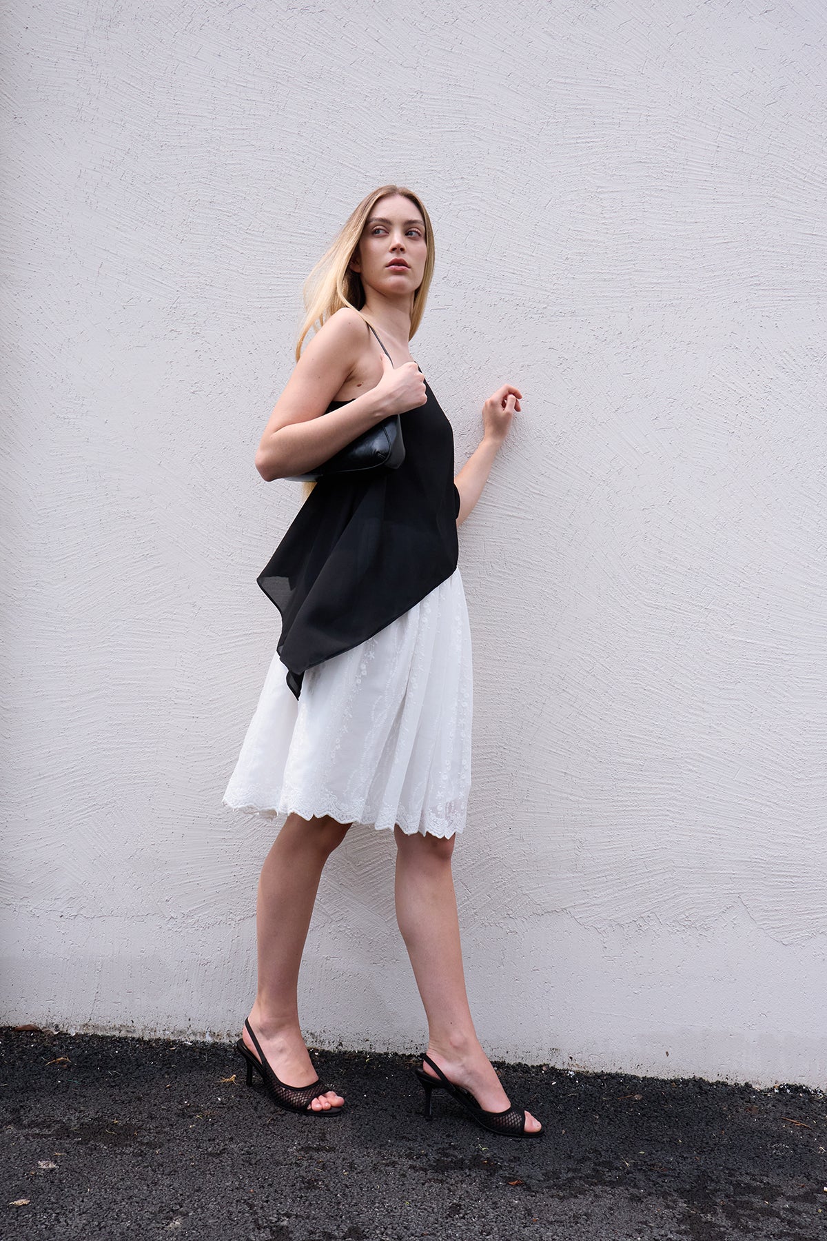 Black Layered Off-Shoulder Two-Piece Set