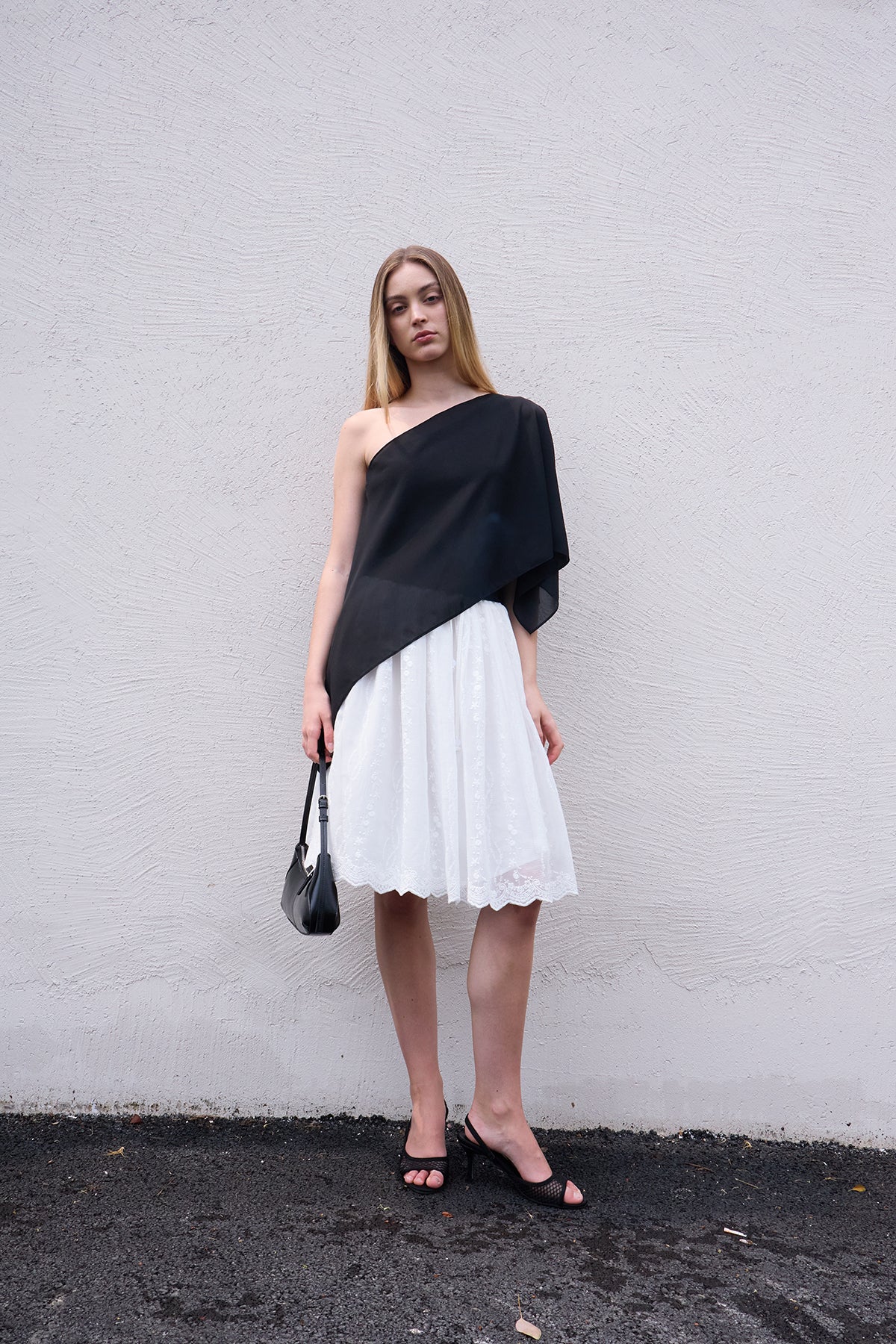 Black Layered Off-Shoulder Two-Piece Set