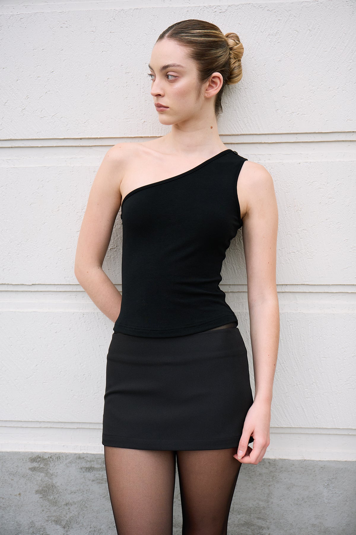 Black Layered Off-Shoulder Two-Piece Set