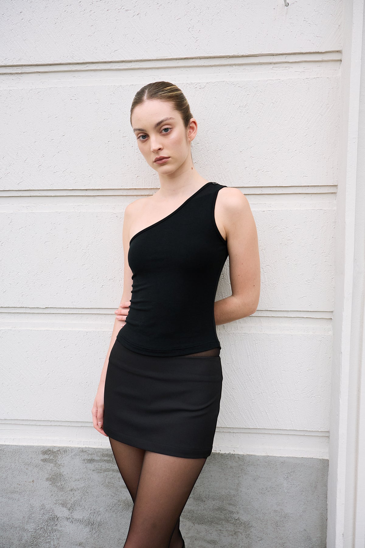 Black Layered Off-Shoulder Two-Piece Set