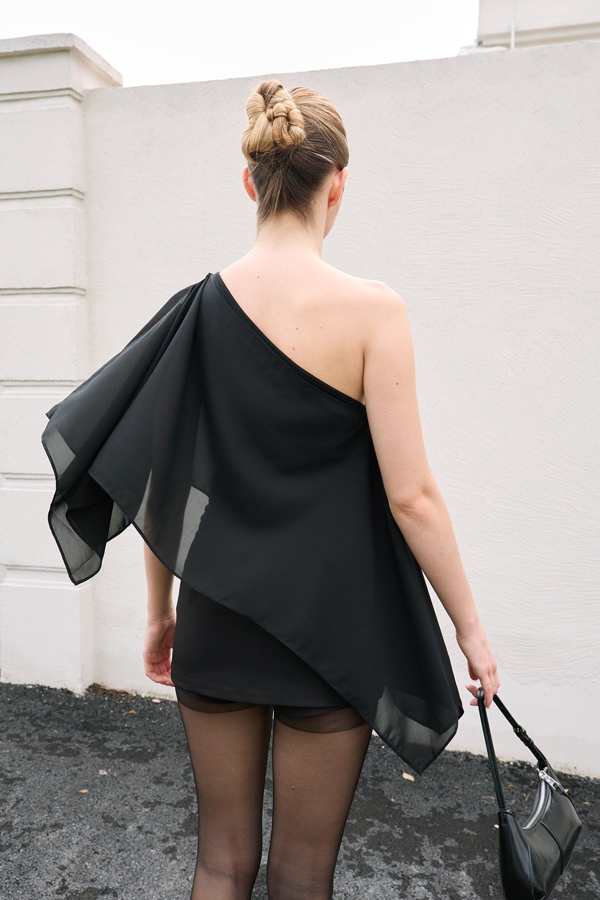 Black Layered Off-Shoulder Two-Piece Set