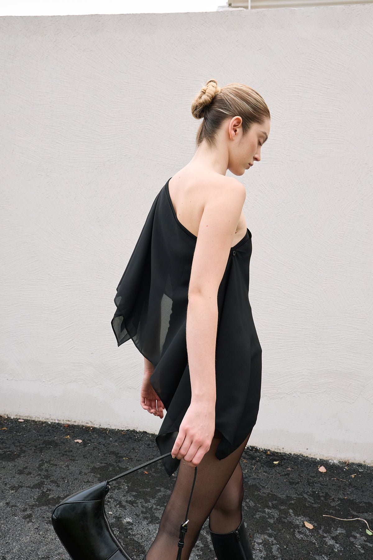 Black Layered Off-Shoulder Two-Piece Set