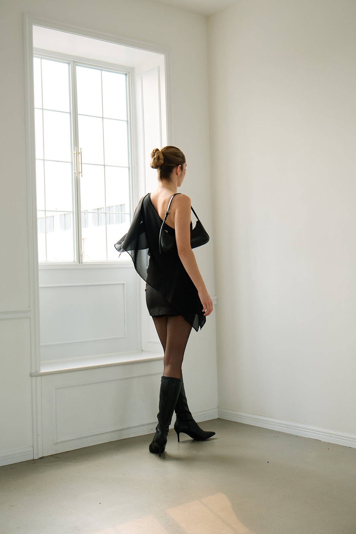 Black Layered Off-Shoulder Two-Piece Set