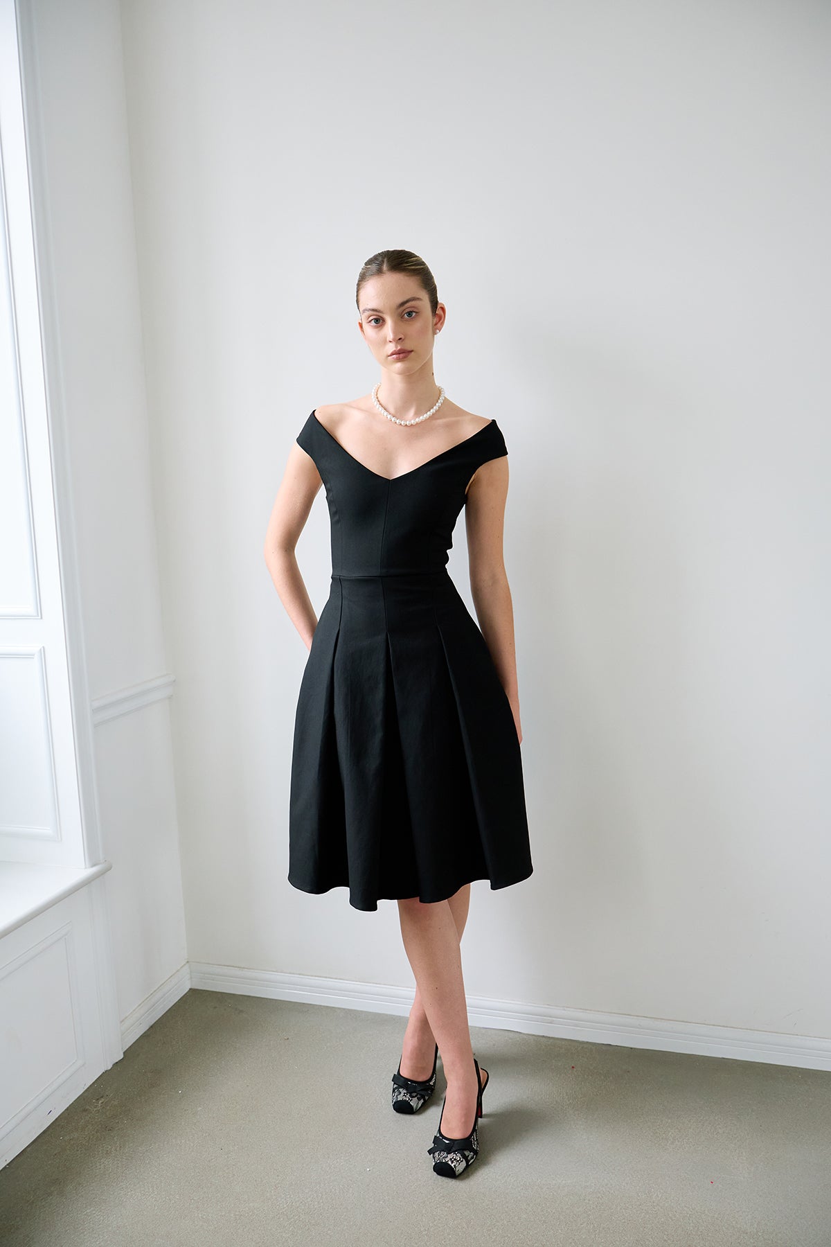 Black Geometric-Cut Evening Dress