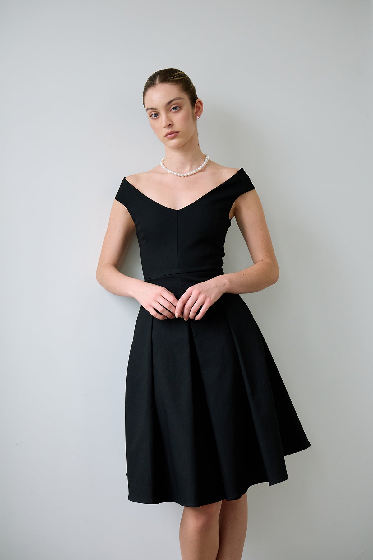 Black Geometric-Cut Evening Dress