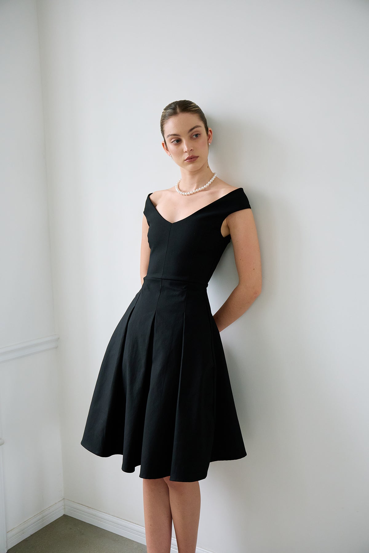 Black Geometric-Cut Evening Dress