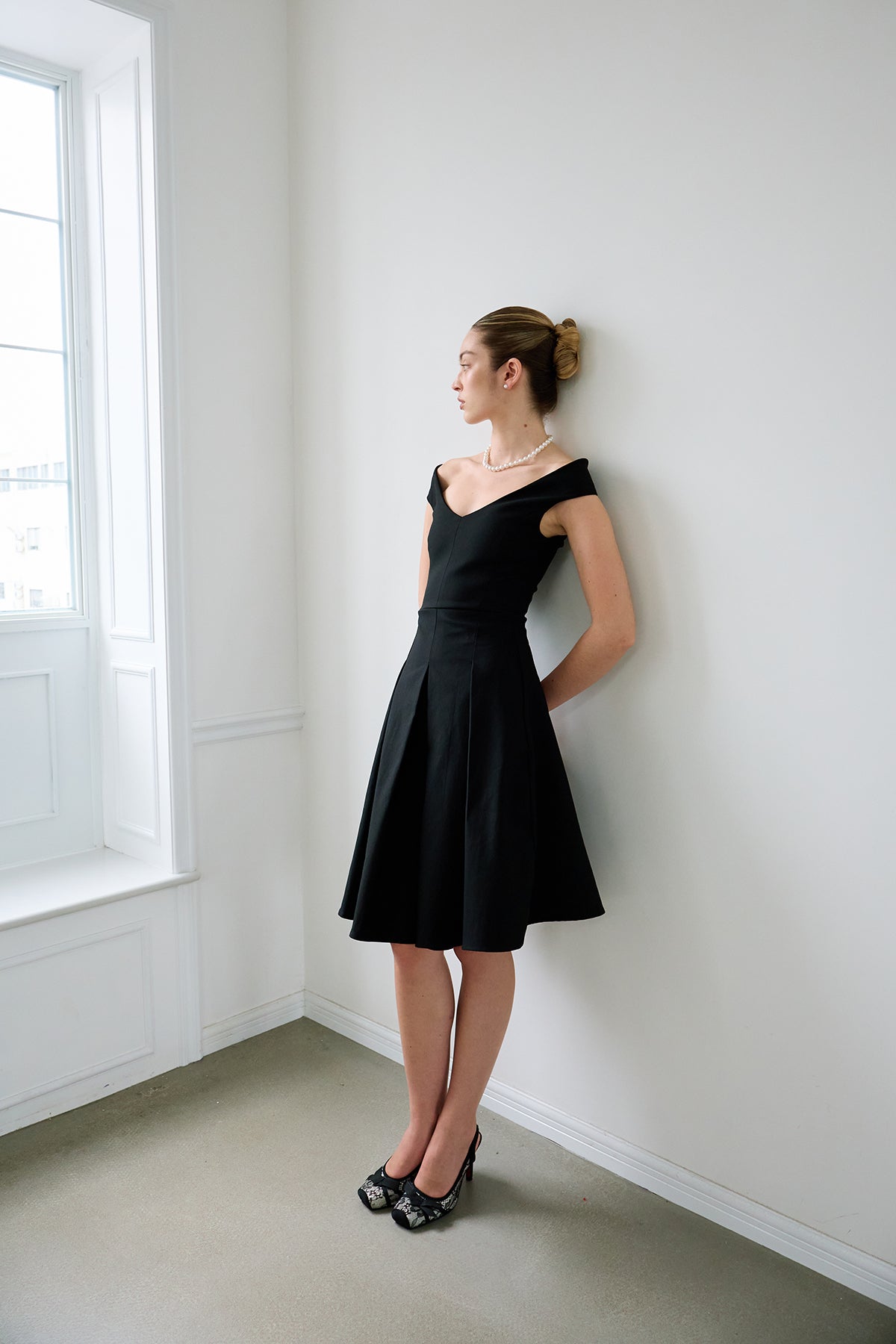 Black Geometric-Cut Evening Dress
