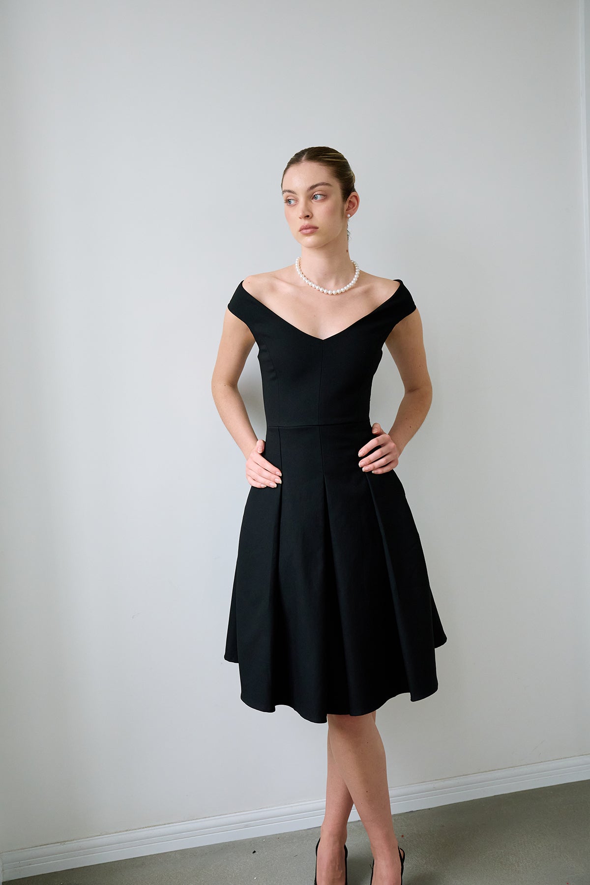 Black Geometric-Cut Evening Dress