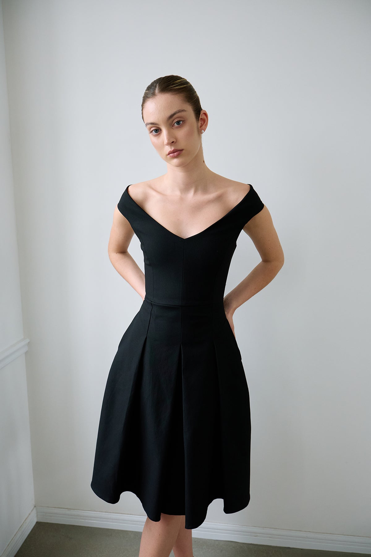 Black Geometric-Cut Evening Dress