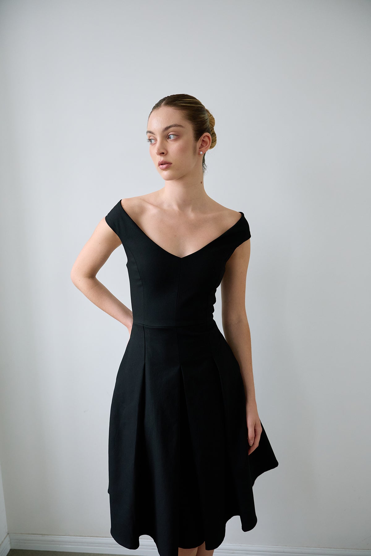 Black Geometric-Cut Evening Dress