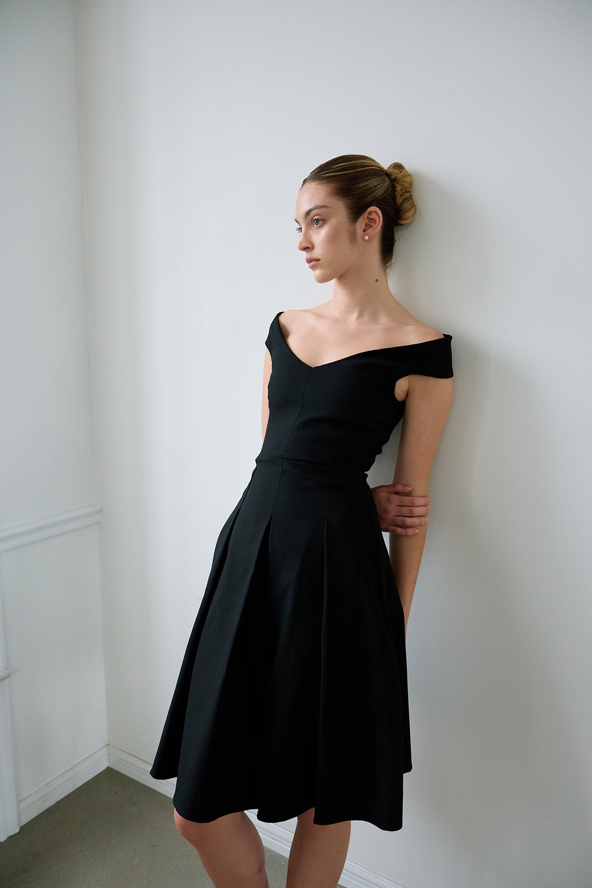 Black Geometric-Cut Evening Dress