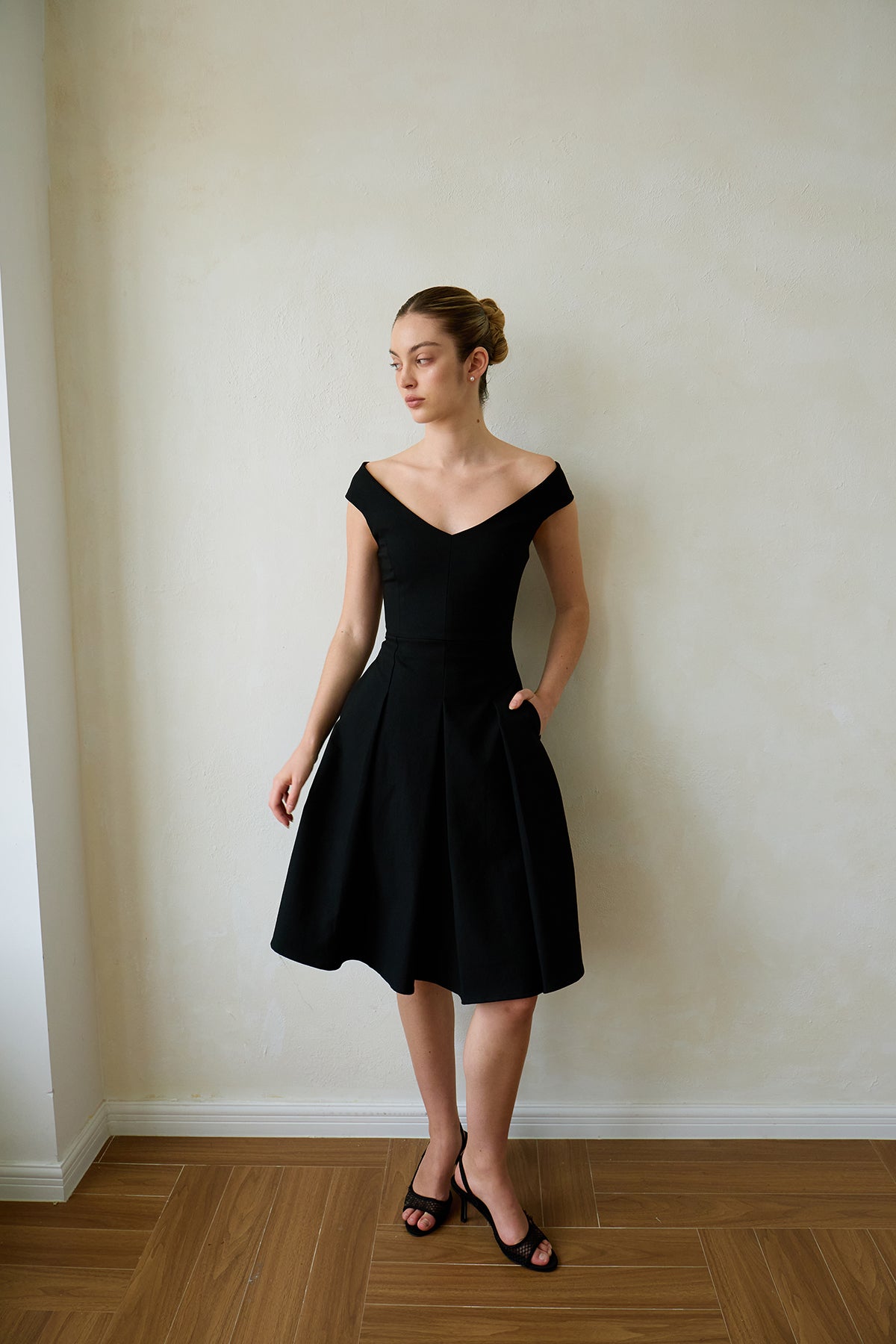 Black Geometric-Cut Evening Dress
