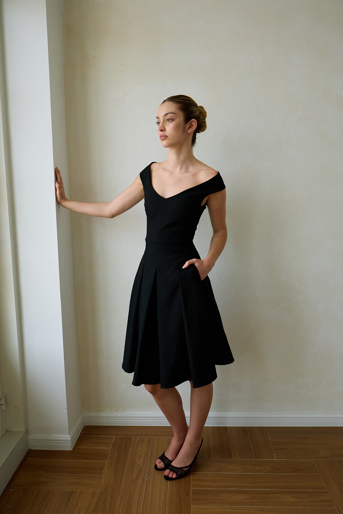Black Geometric-Cut Evening Dress