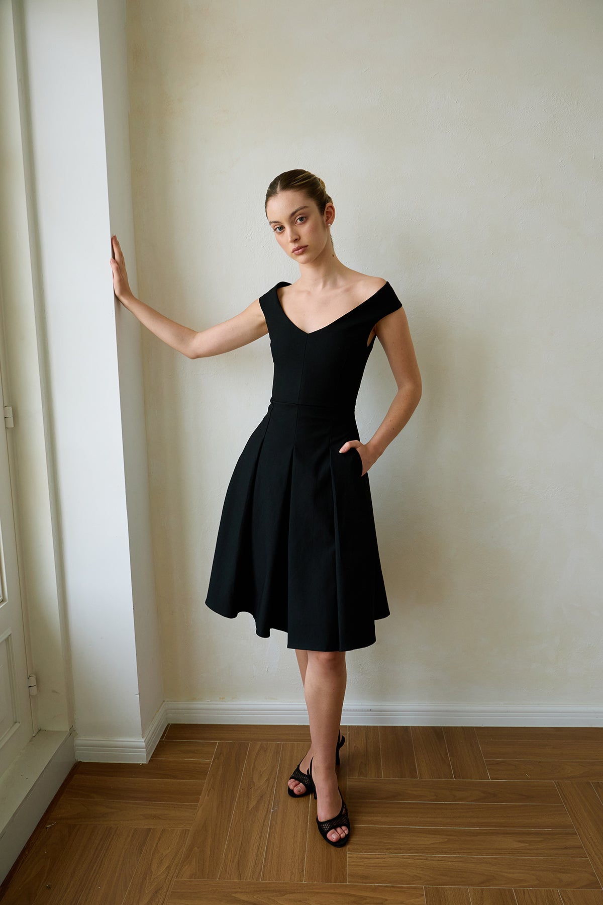 Black Geometric-Cut Evening Dress