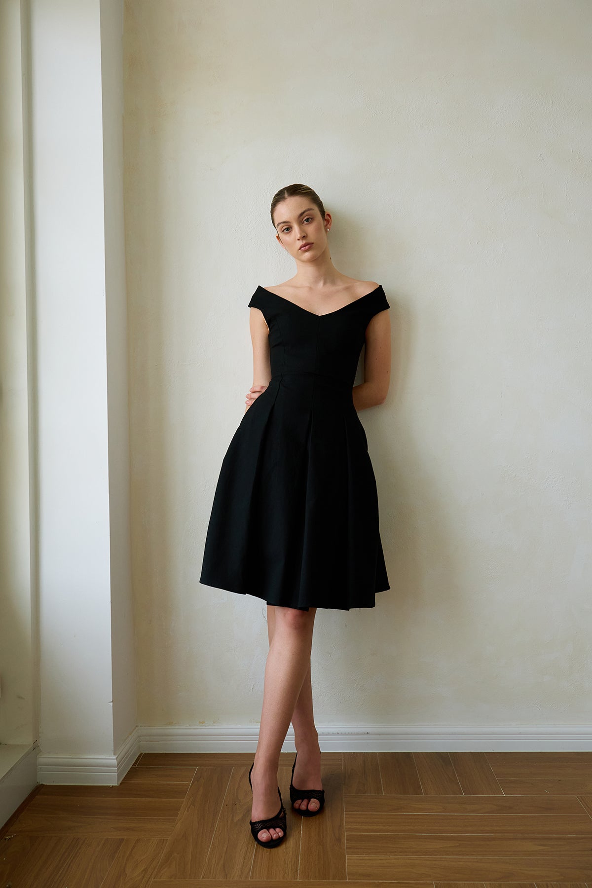 Black Geometric-Cut Evening Dress