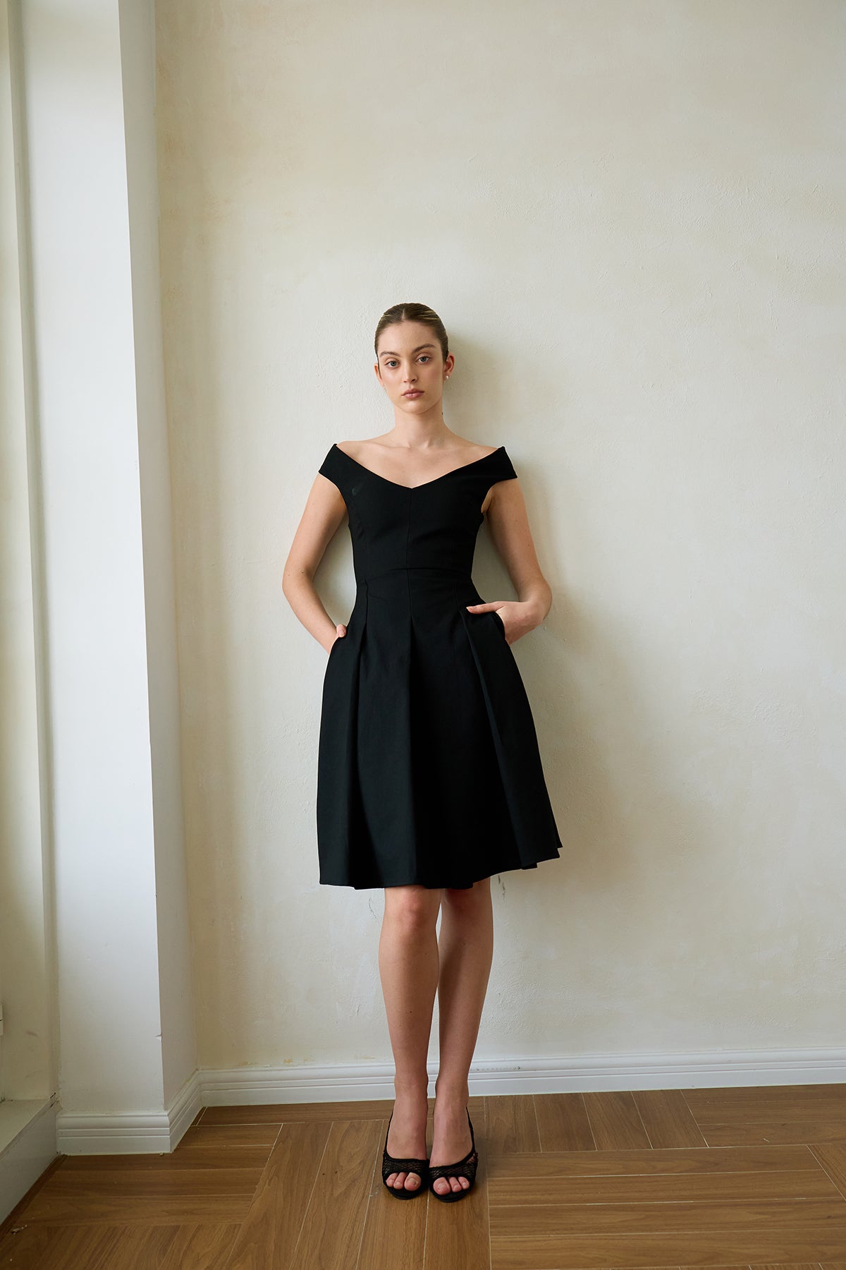 Black Geometric-Cut Evening Dress