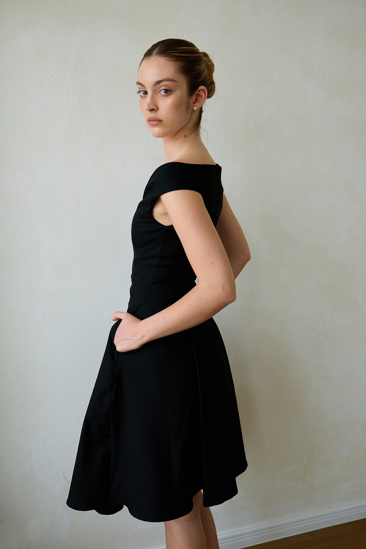 Black Geometric-Cut Evening Dress