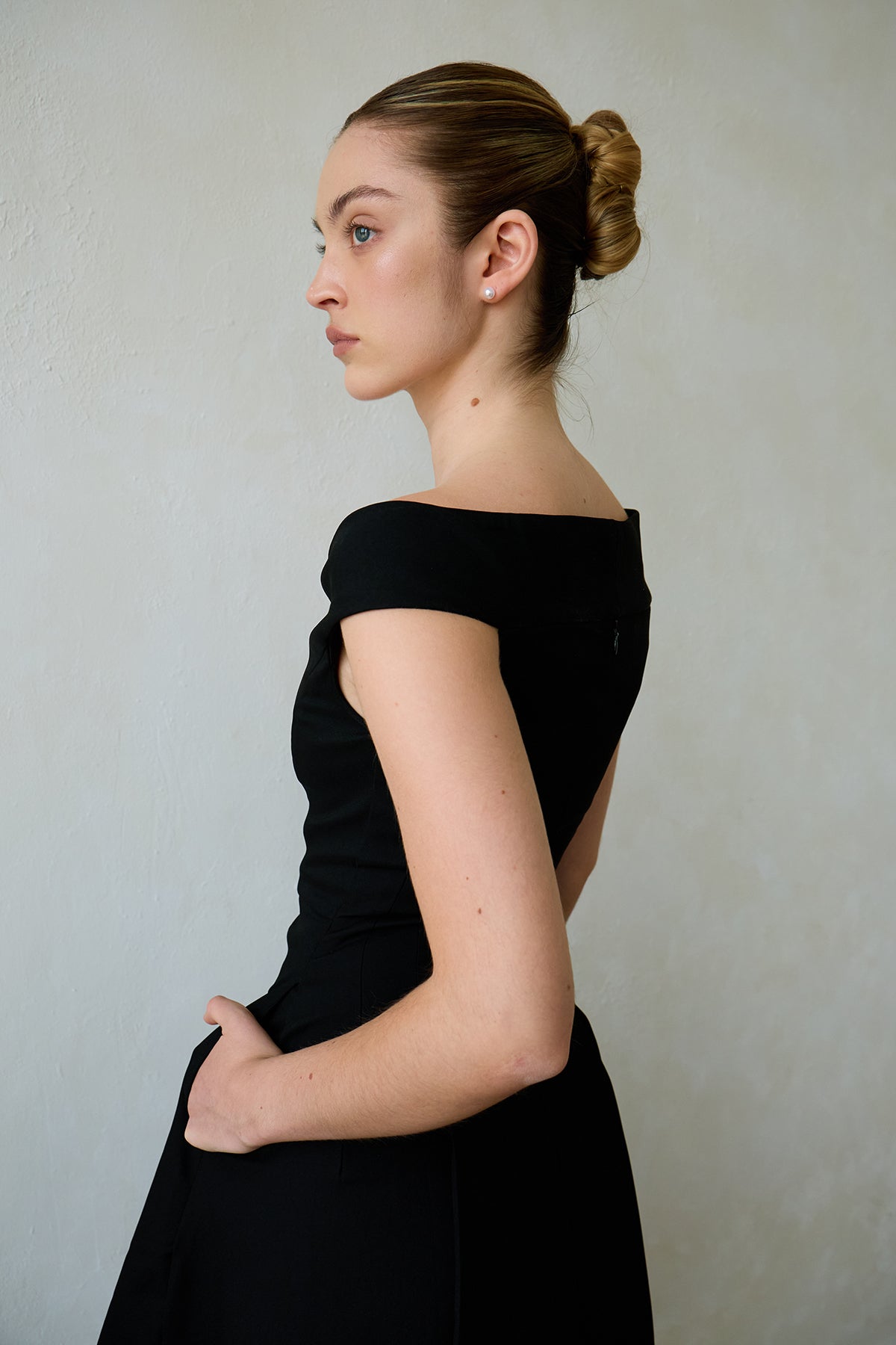 Black Geometric-Cut Evening Dress