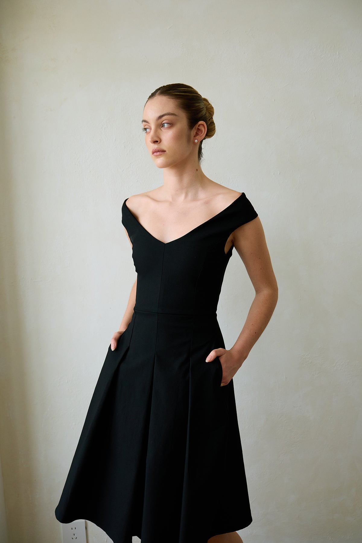 Black Geometric-Cut Evening Dress