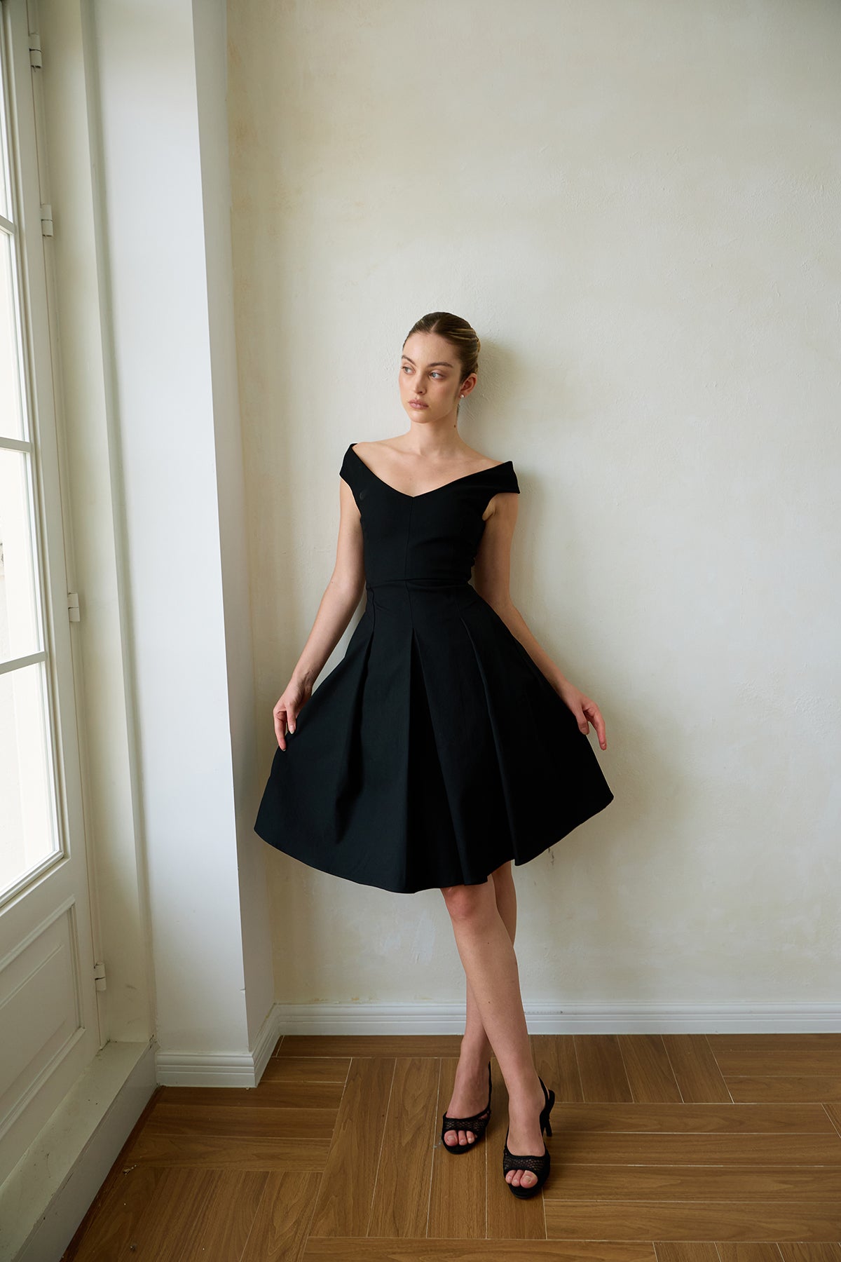 Black Geometric-Cut Evening Dress