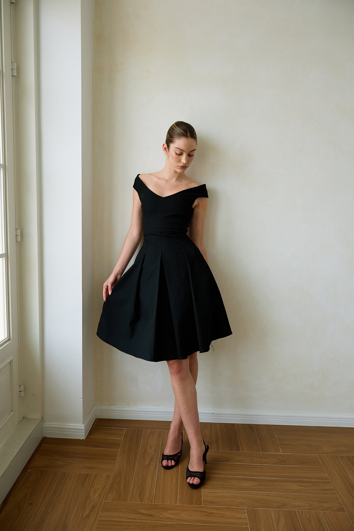Black Geometric-Cut Evening Dress