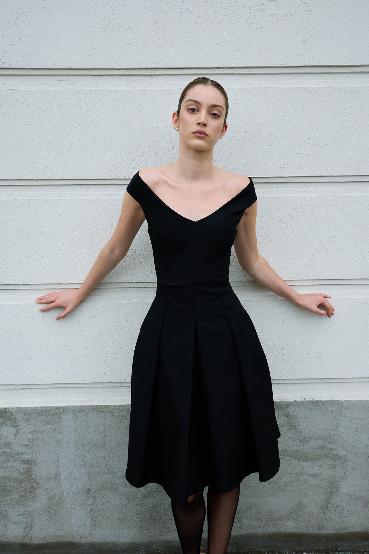 Black Geometric-Cut Evening Dress