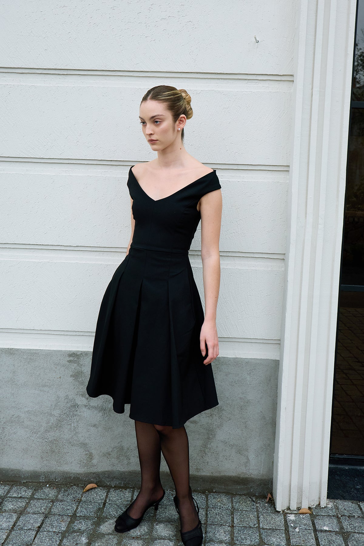 Black Geometric-Cut Evening Dress