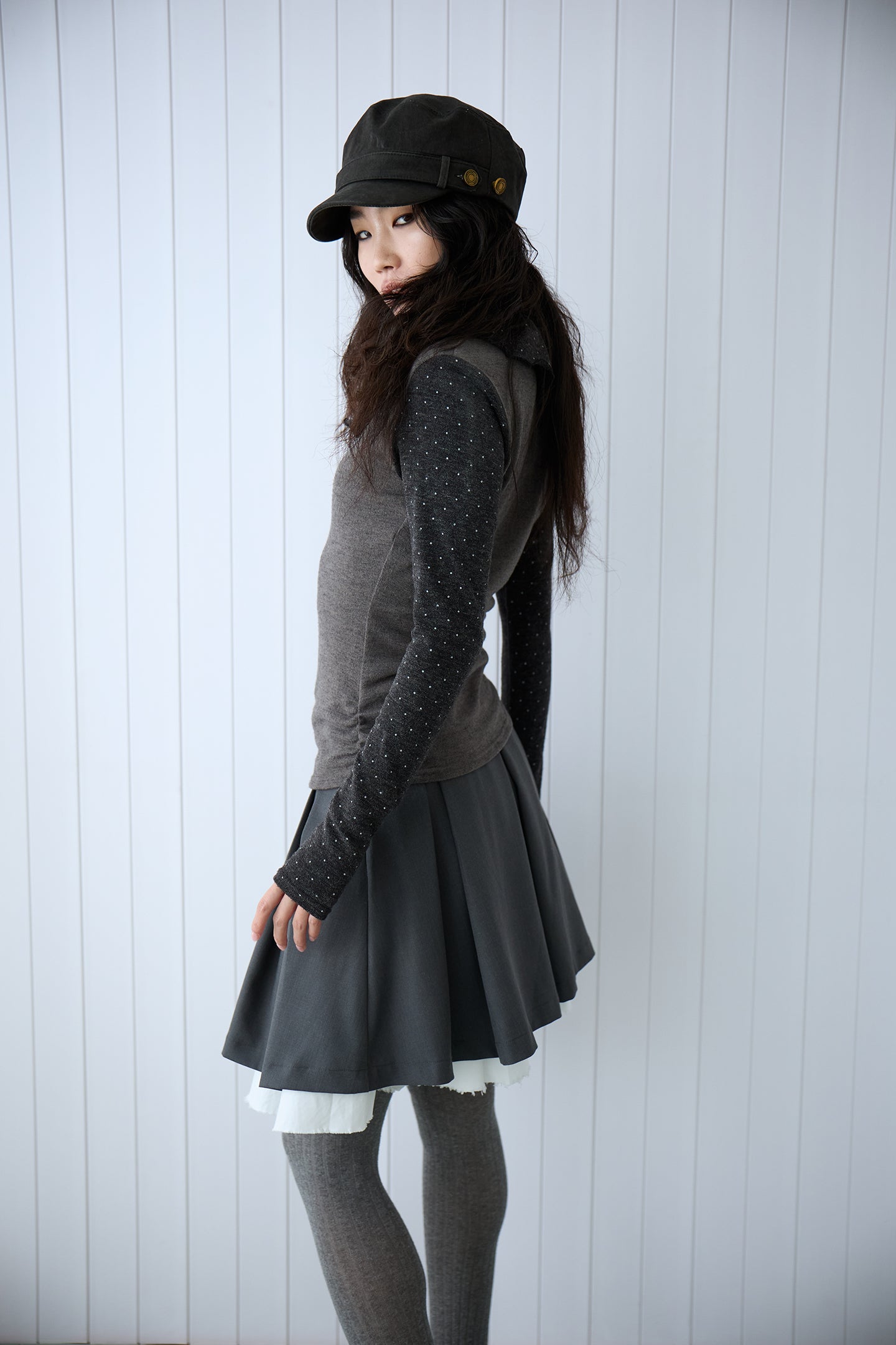 Grey Layered Ruffle Skirt