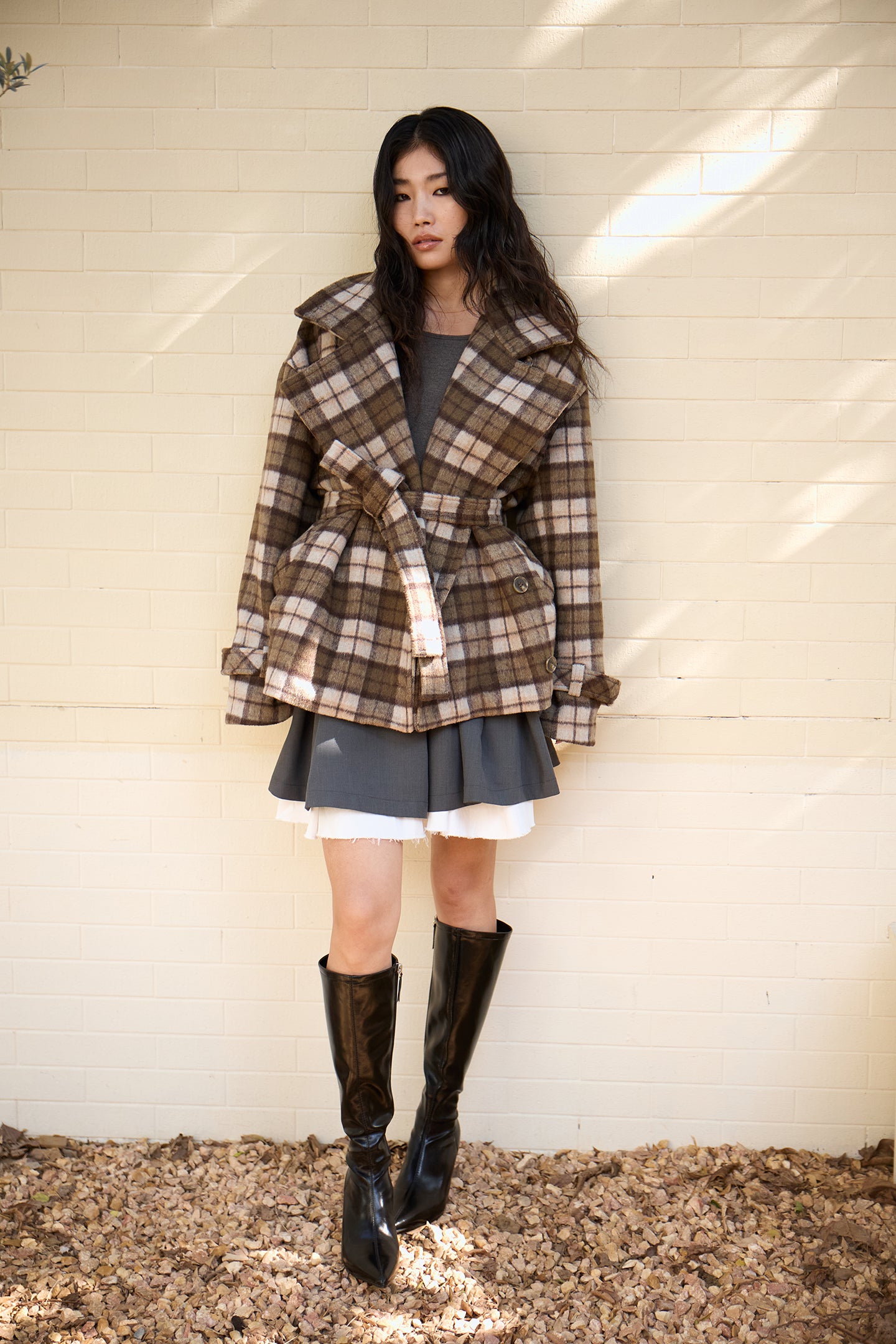 Grey Layered Ruffle Skirt