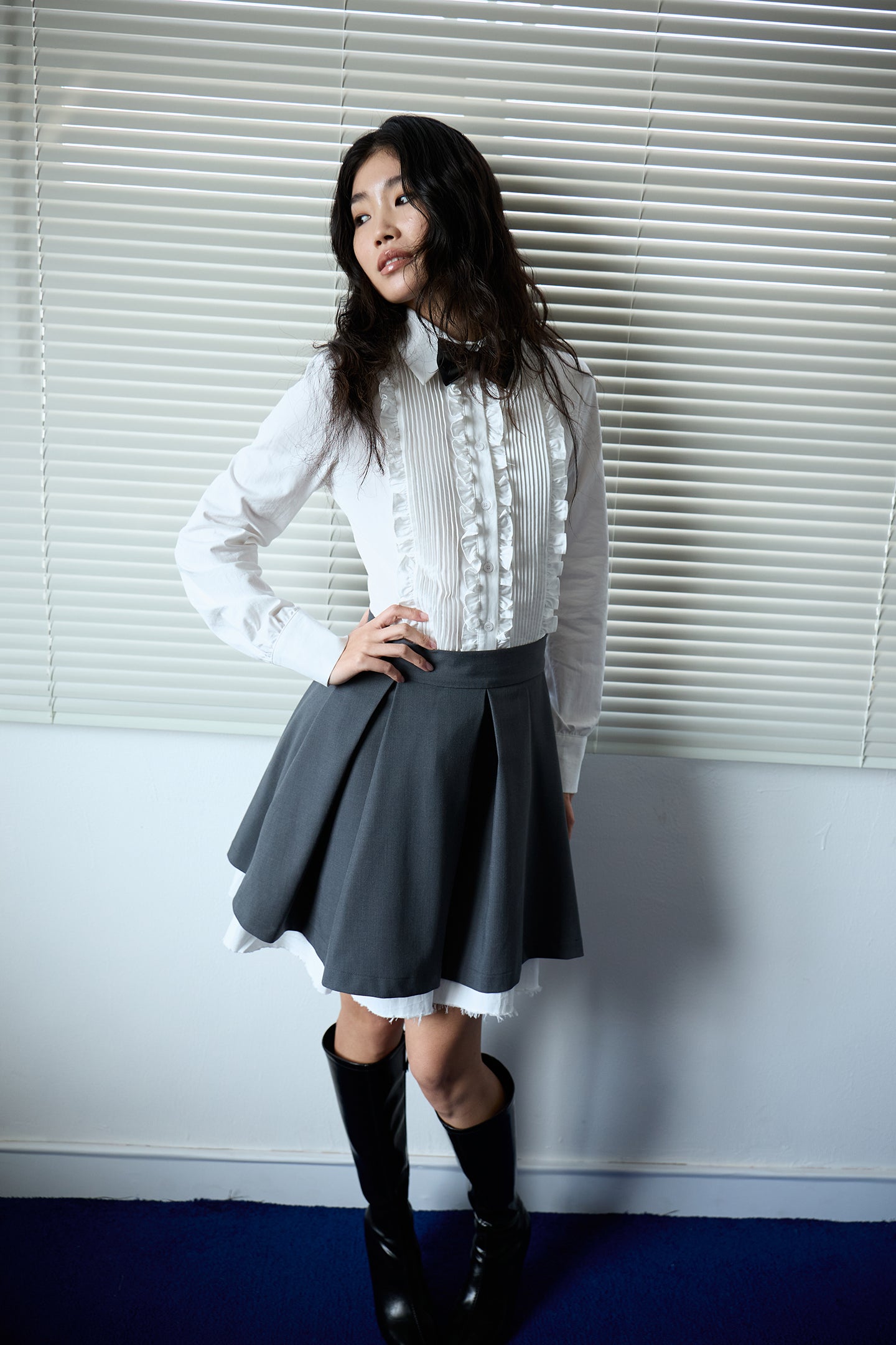 Grey Layered Ruffle Skirt