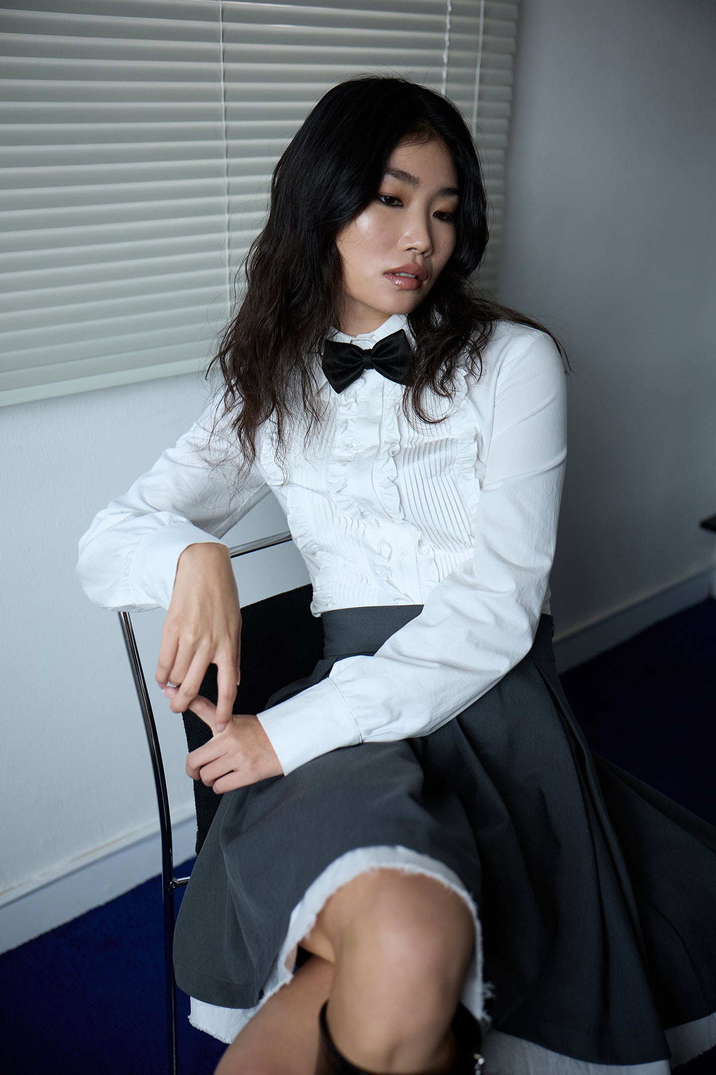 Grey Layered Ruffle Skirt