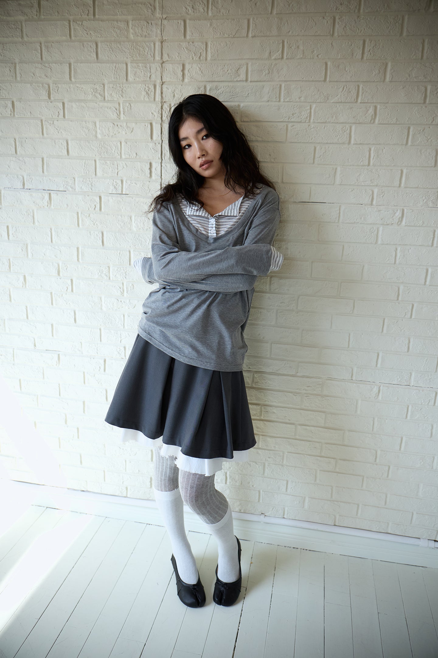 Grey Layered Ruffle Skirt