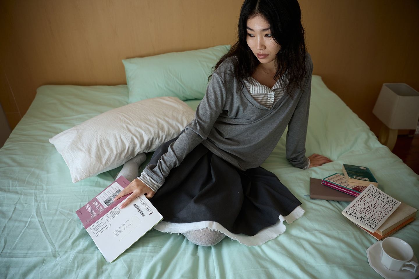 Grey Layered Ruffle Skirt