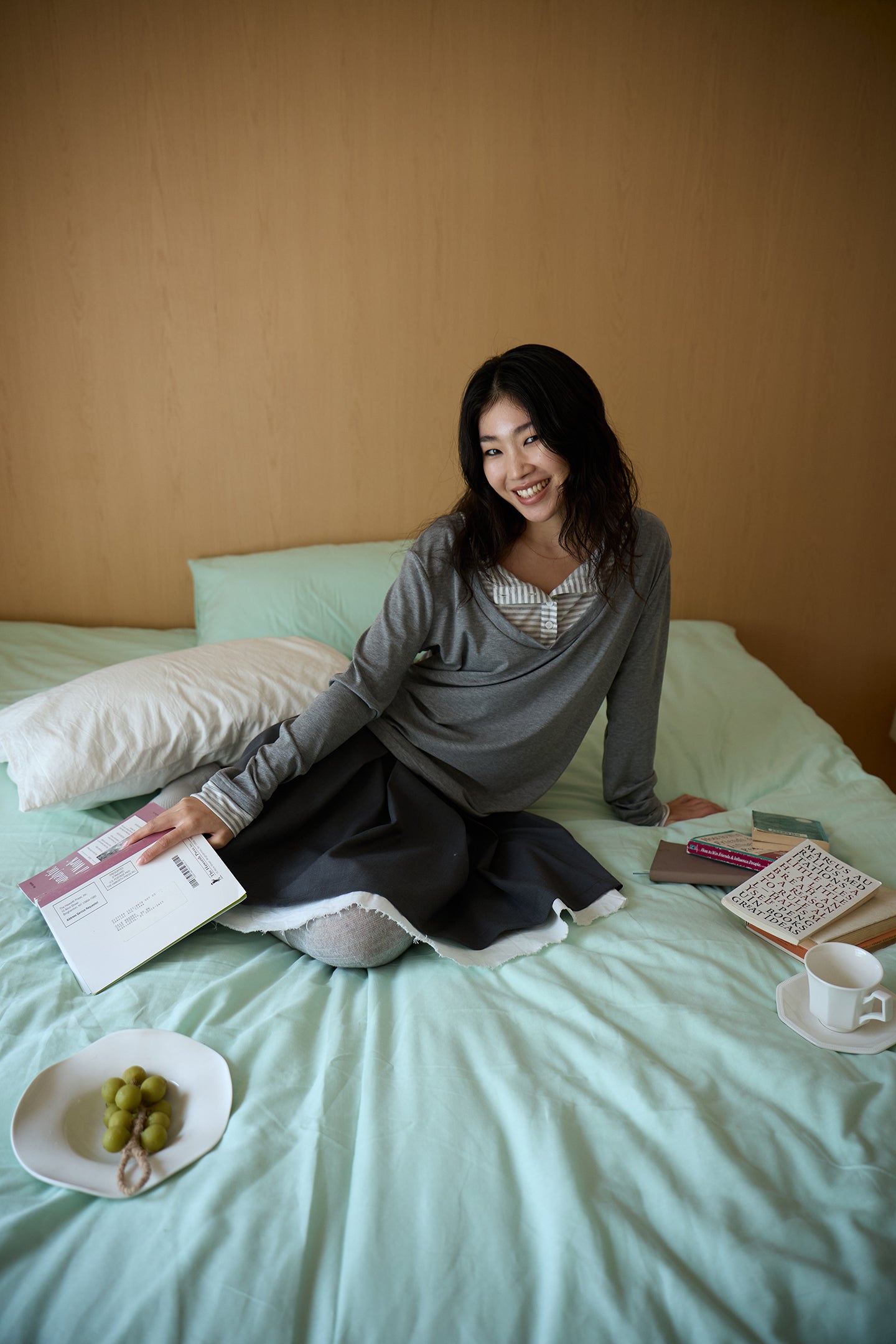 Grey Stripe Layered Long-Sleeve Top