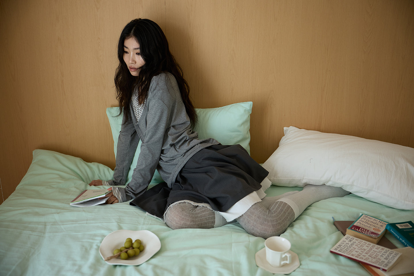 Grey Stripe Layered Long-Sleeve Top