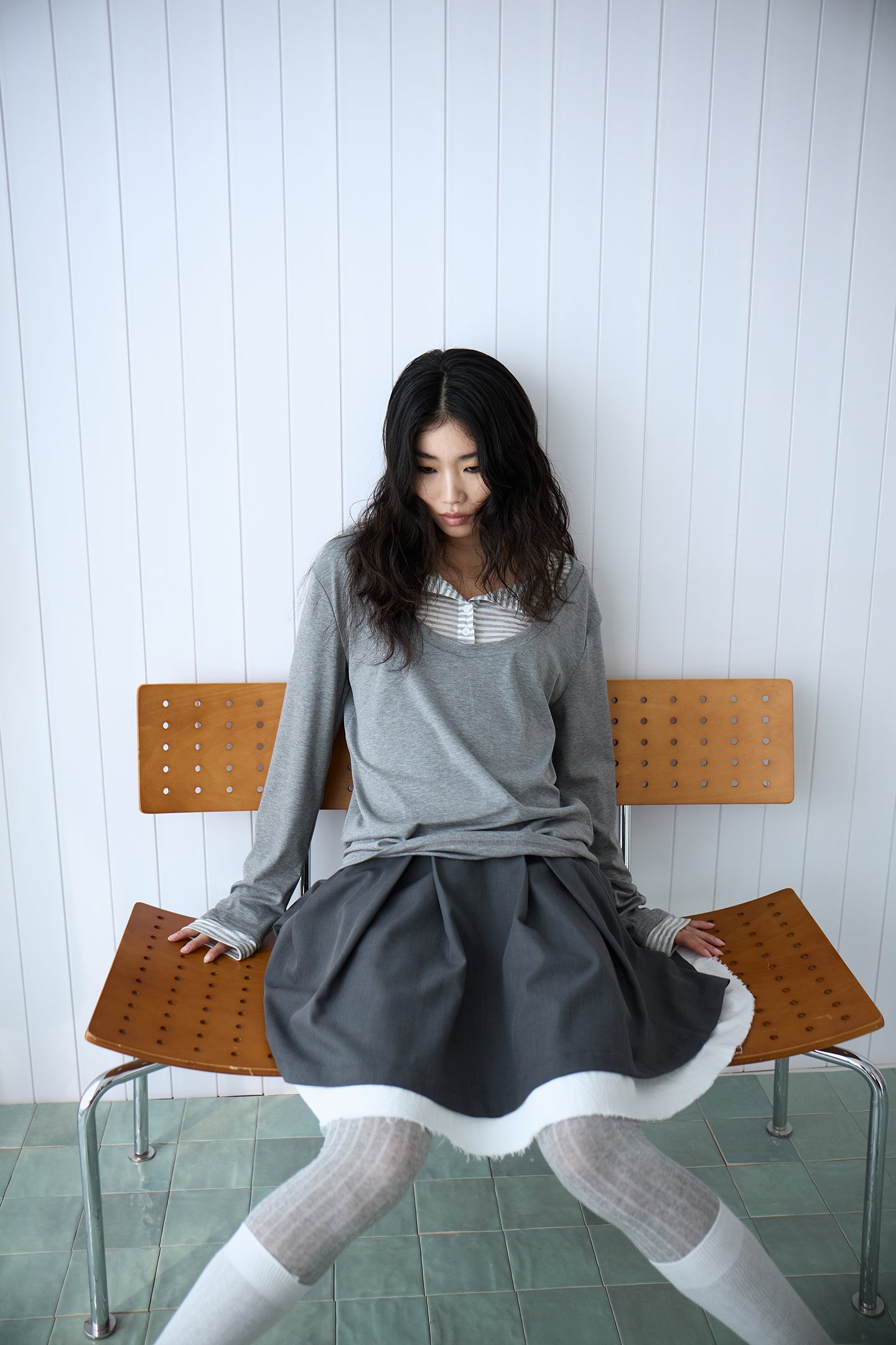 Grey Layered Ruffle Skirt