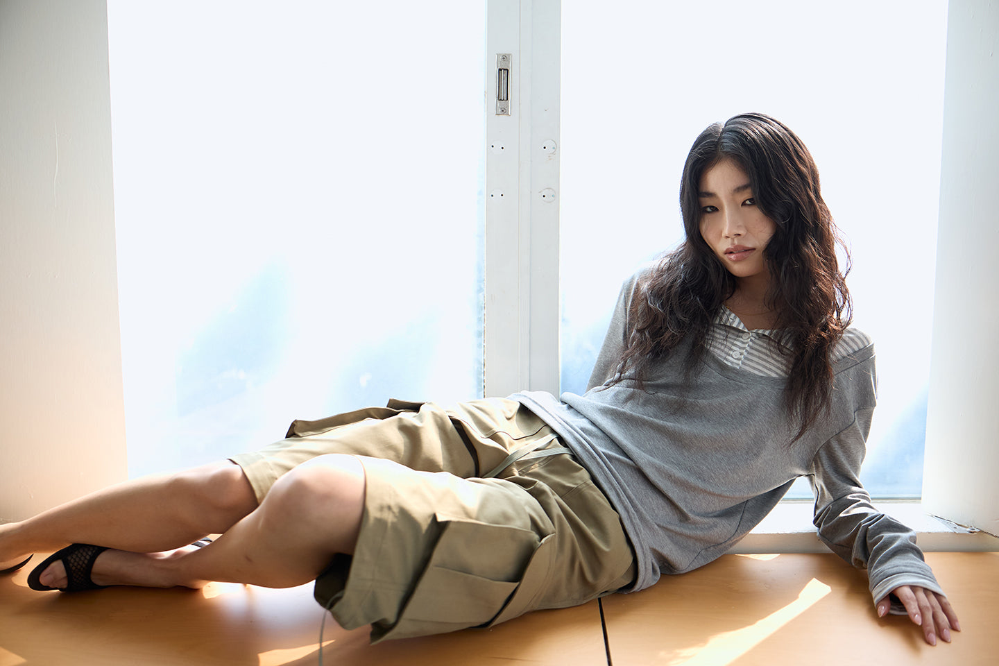 Grey Stripe Layered Long-Sleeve Top