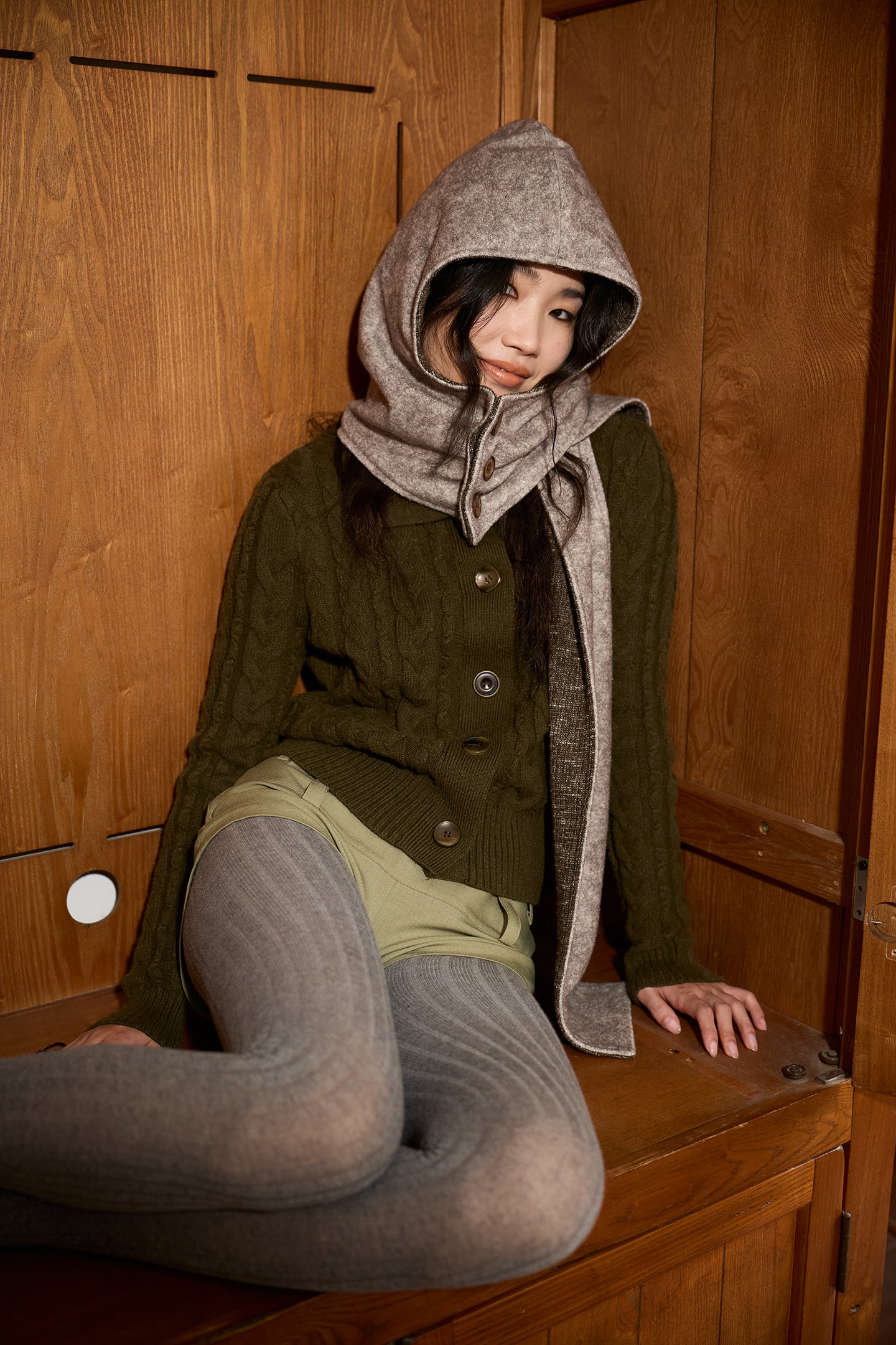 Double-Sided Button-Detachable Scarf Hood
