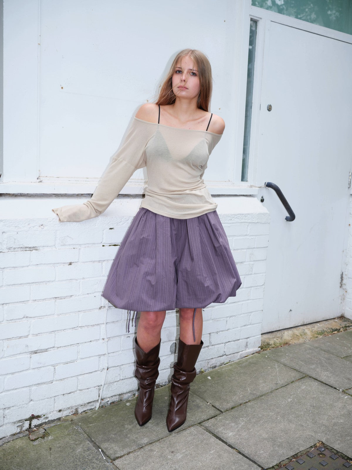 Scimitar-cut Long Sleeve Multi-way Shirt