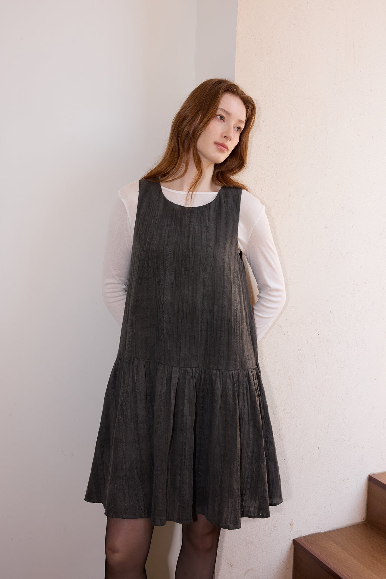 Black Textured Tank Dress