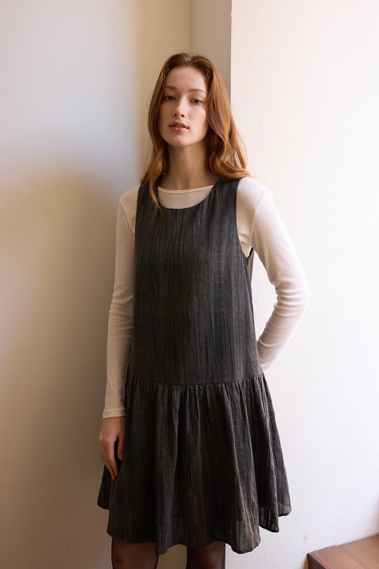 Black Textured Tank Dress