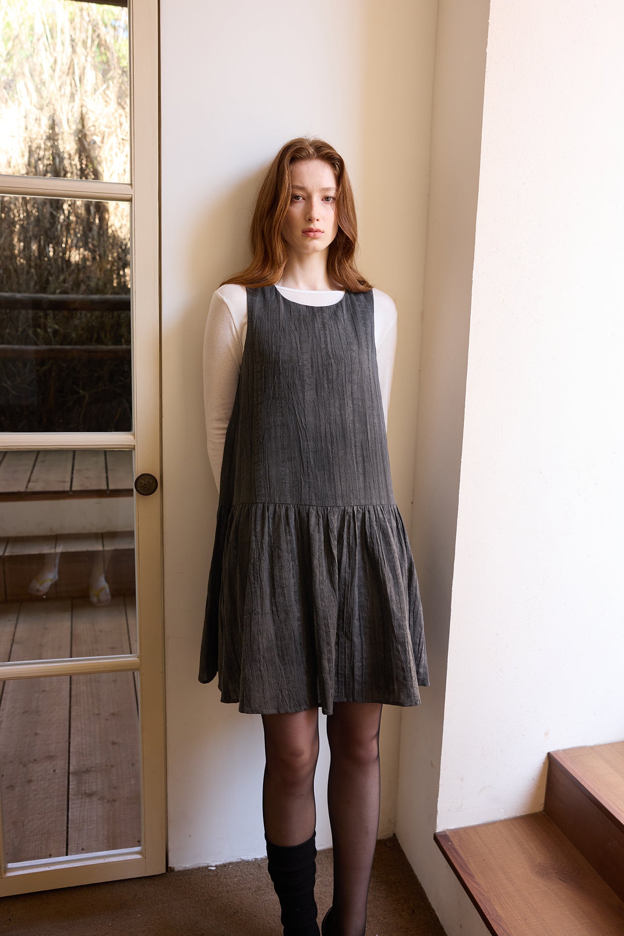 Black Textured Tank Dress