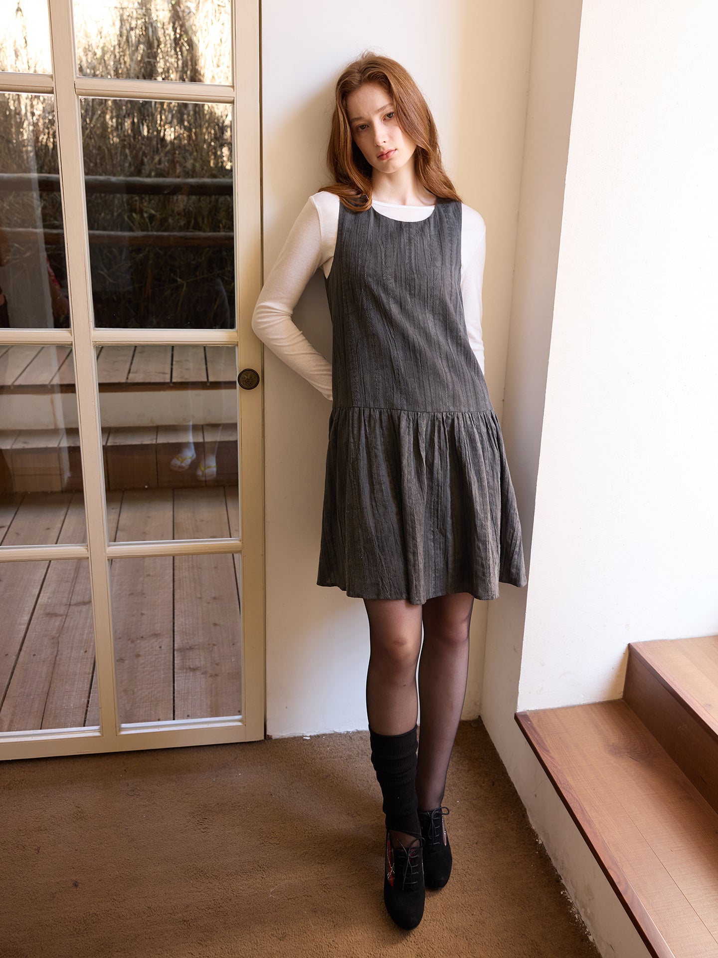 Black Textured Tank Dress