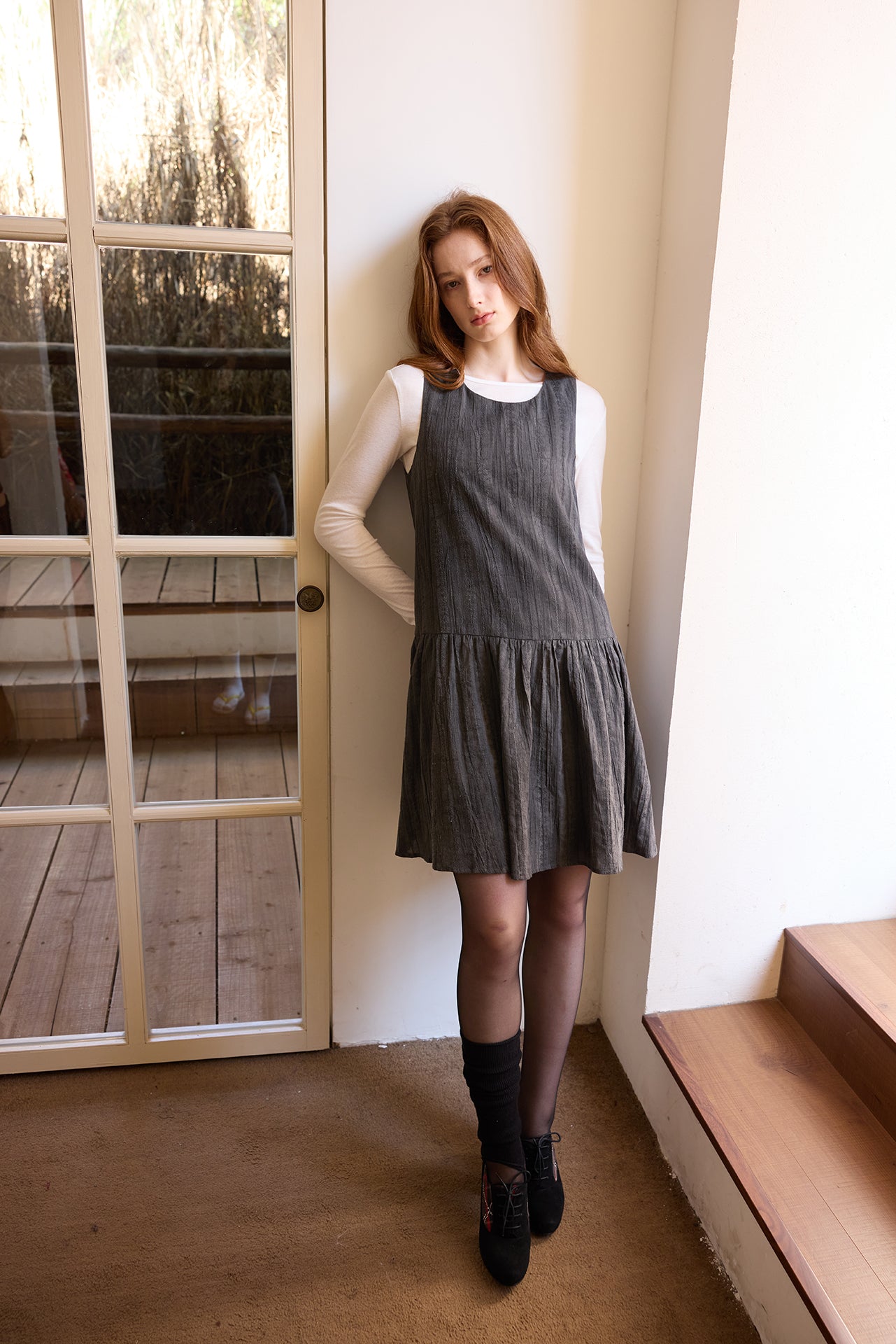 White Sheer Cami & Khaki Cardigan Set