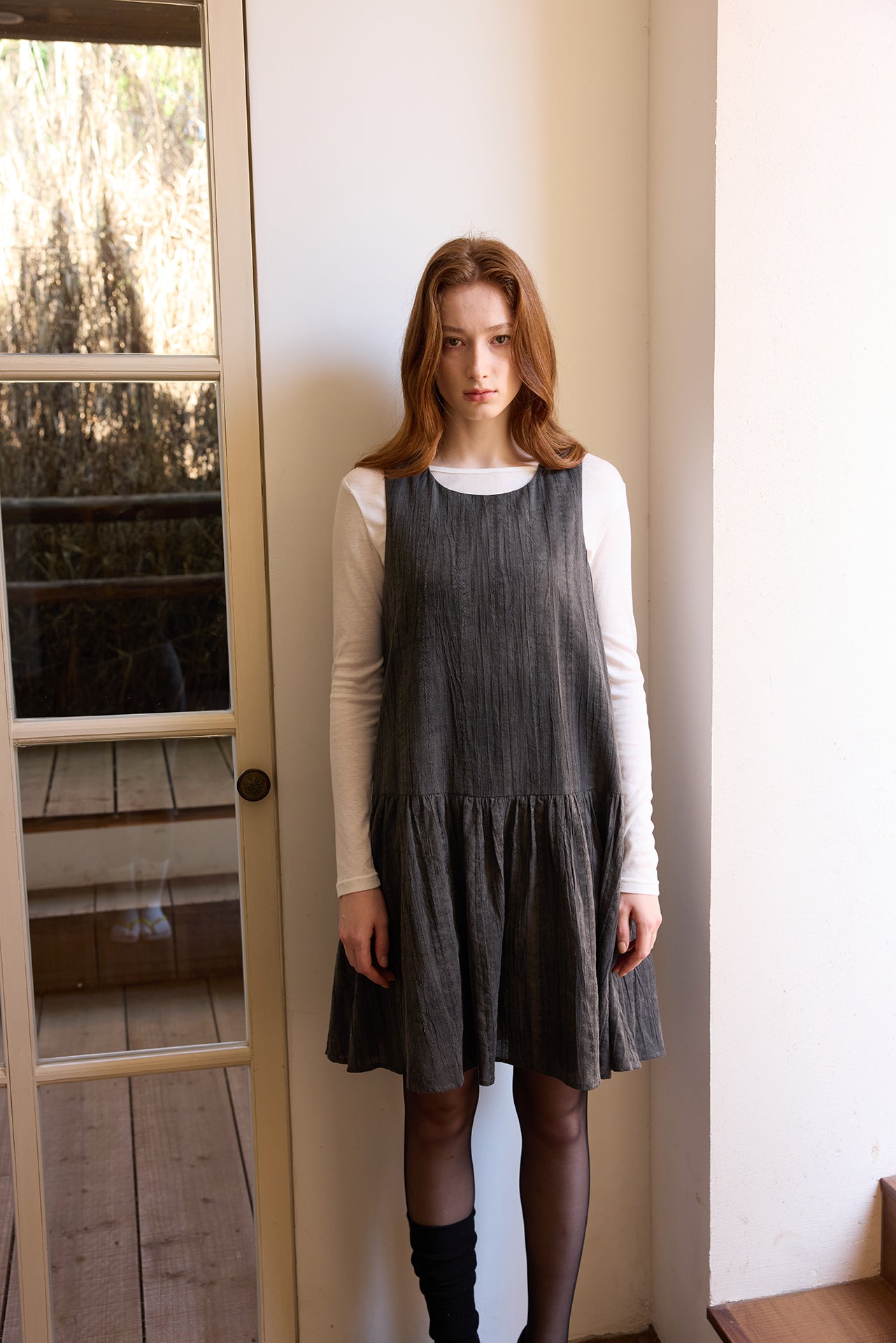 Black Textured Tank Dress